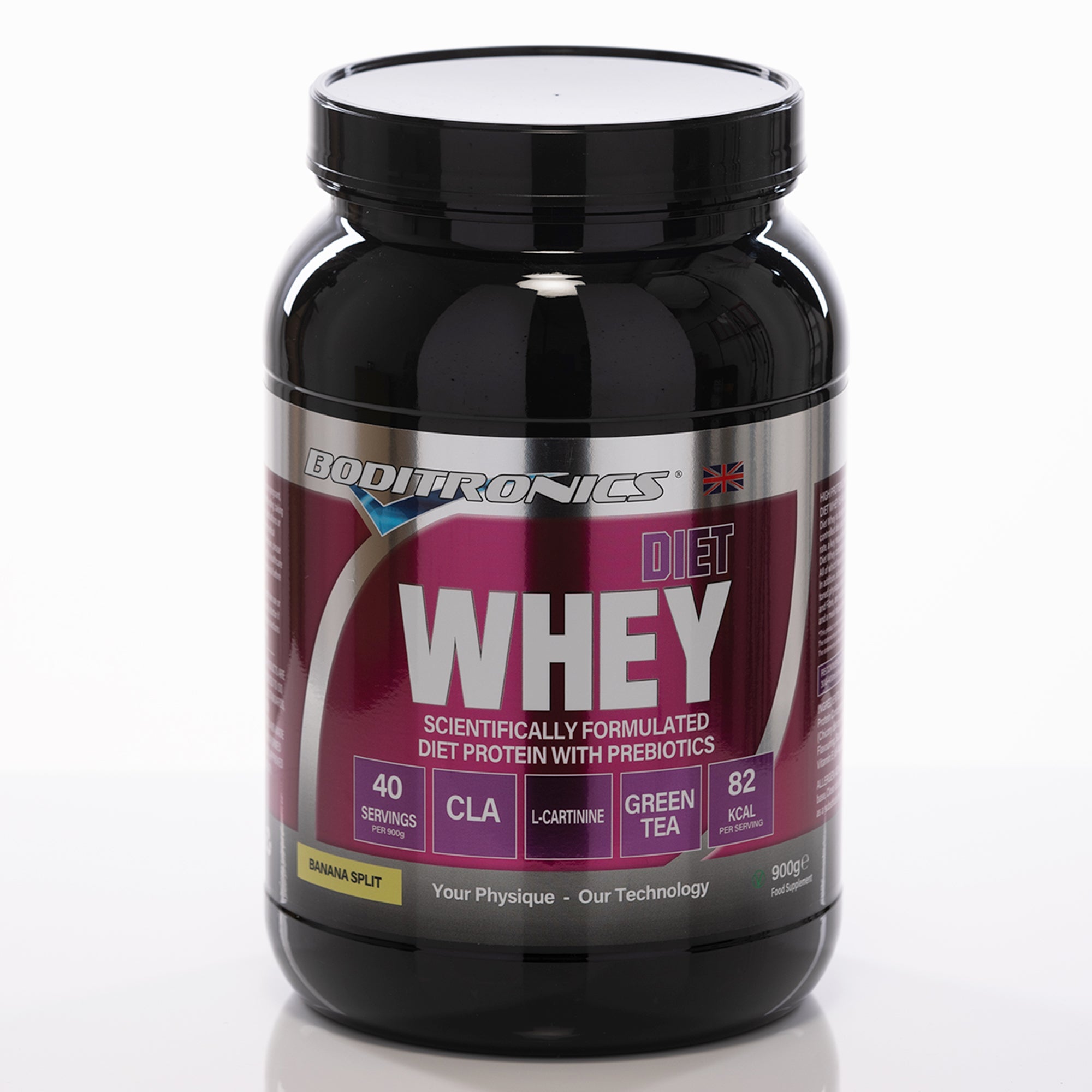 Boditronics Banana Split Flavour Diet Whey tub front
