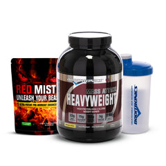 Boditronics Mass Attack Heavyweight 2kg Banana Cream with Red Mist 375g Pouch Apple Burst and Shaker