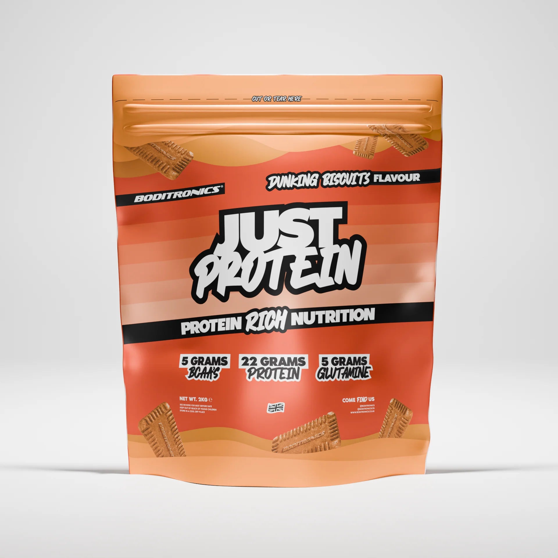 Boditronics Just Protein Dunkin Biscuits 2kg front of pouch