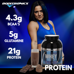 Boditronics Express Whey 4.3g BCAAs 5g Glutamine 21g Protein Chelsy Ambassador