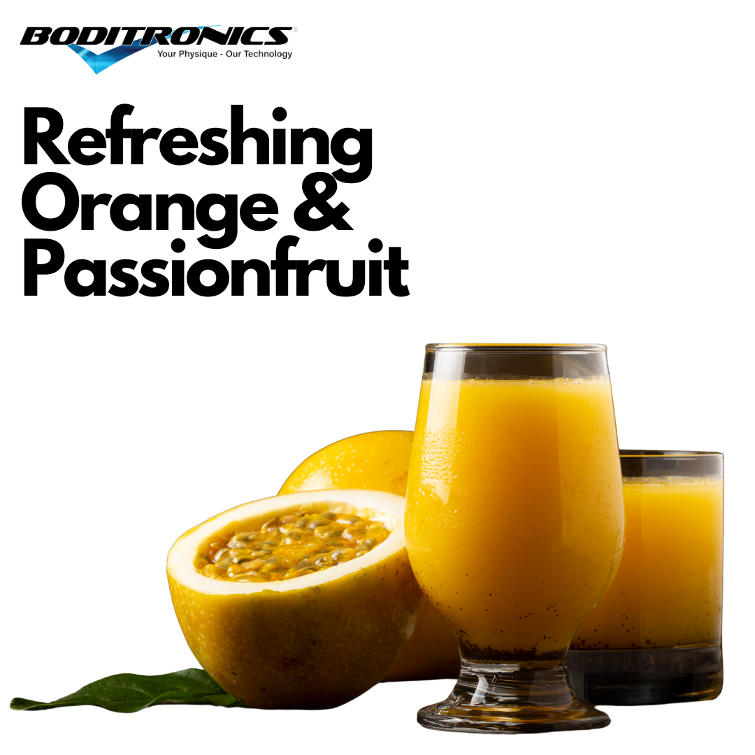 Orange and passionfruit flavour whey protein isolate