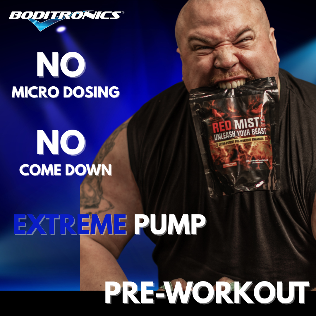 Boditronics Ambassaor Steve Red Mist Pre Workout No Micro Dosing No Come Down