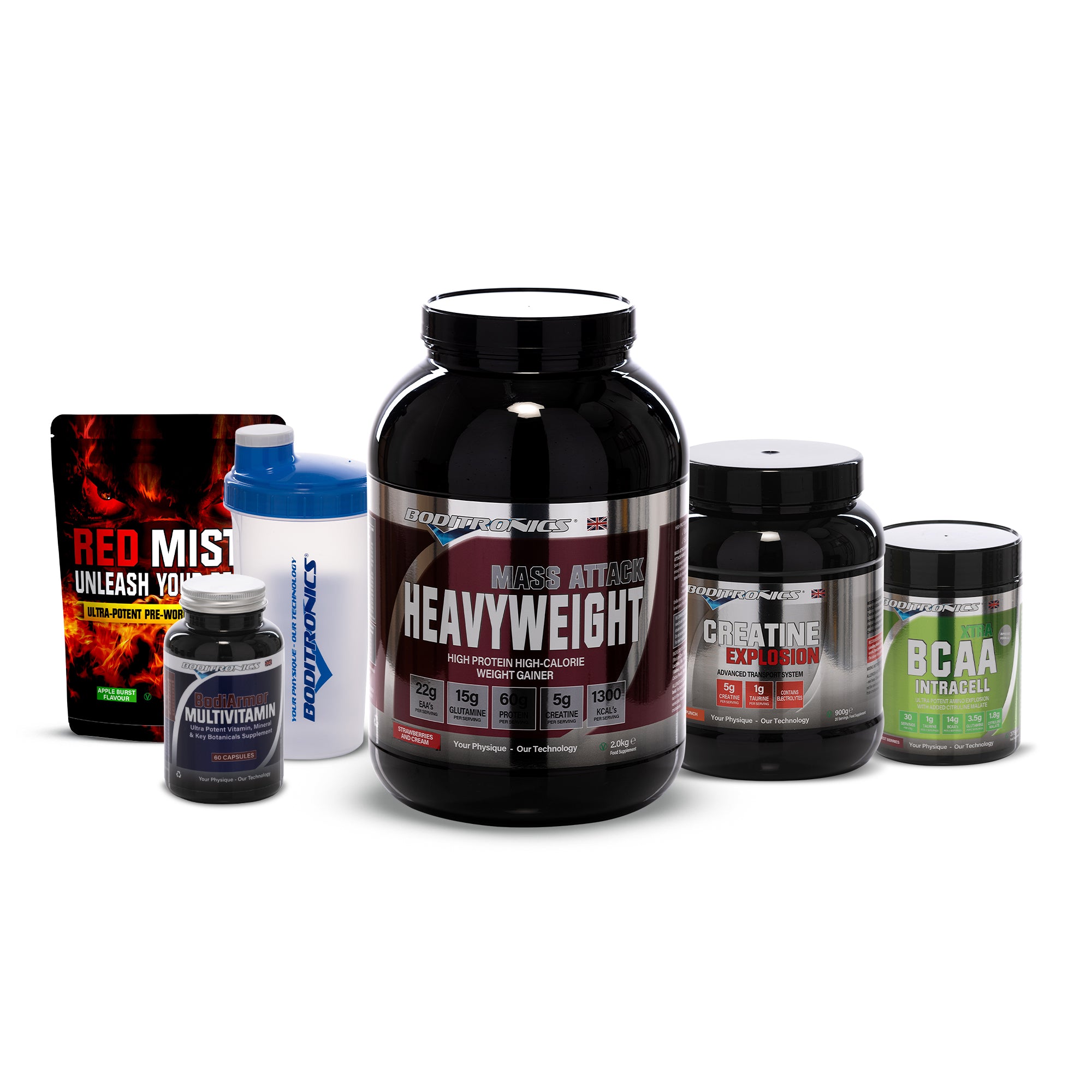 Boditronics Mass Attack Heavyweight Strawberries and Cream Ultimate Gainer Bundle