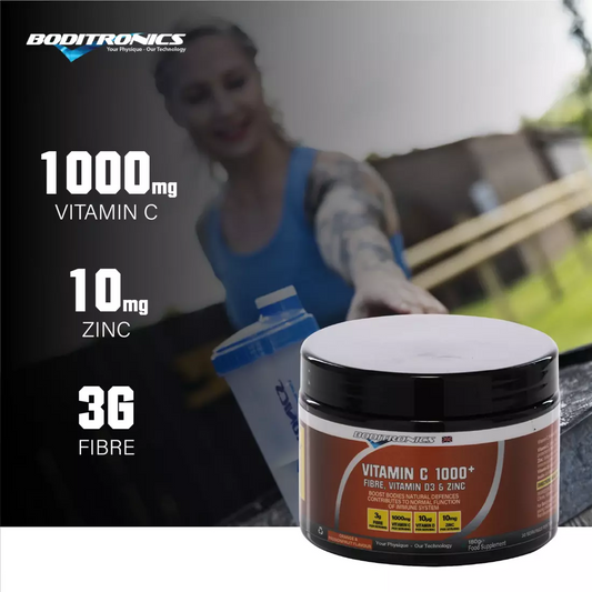 Boditronics Vitamin C 1000+ 180g 1000mg Vitamin C 10mg Zinc 3g Fibre