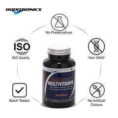 Boditronics Bodiarmor Multivitamin 60 Capsules No Preservatives Non GMO No Artificial Colours Batch Tested ISO Quality 