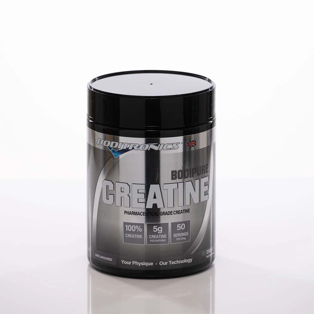 Bodipure Creatine 250g front of tub 