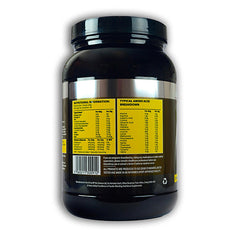 Boditronics Iso splash whey 908g tub with nutritional information ingredients back of tub