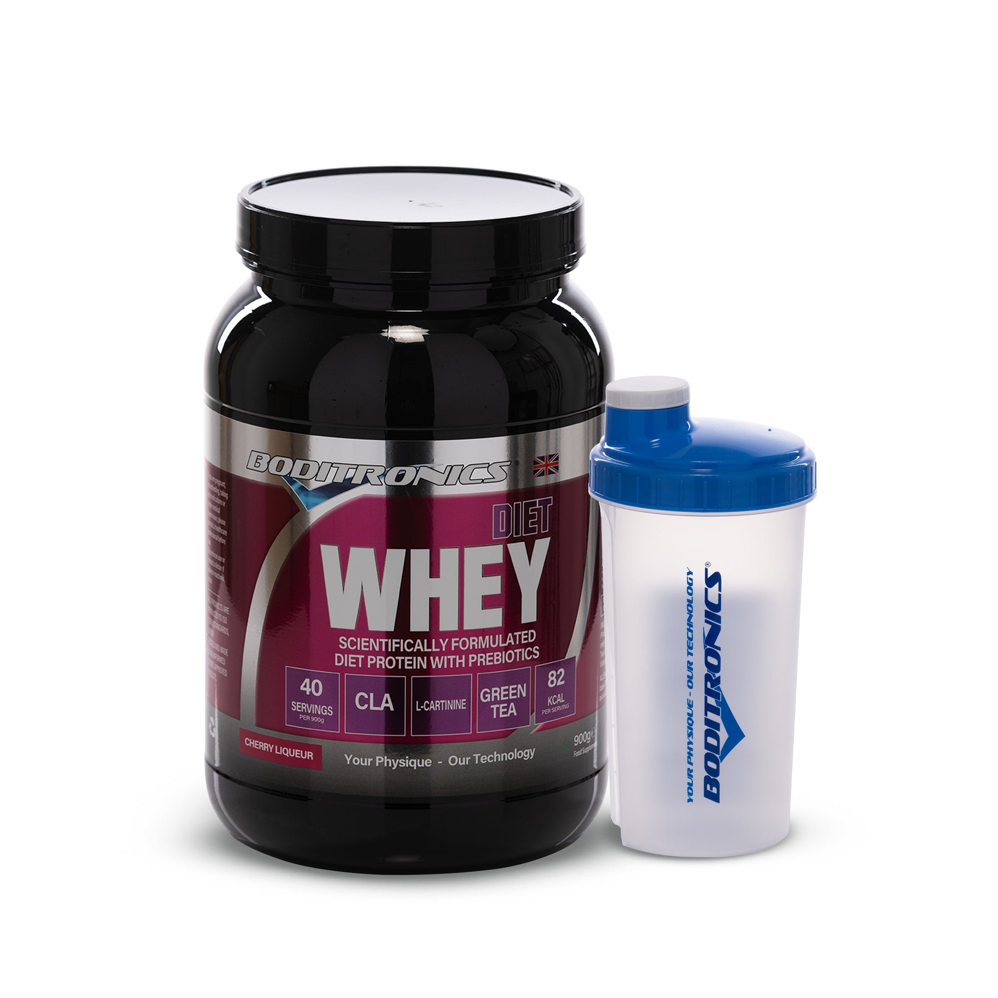 Boditronics DIet Whey 900g Cherry Liqueur With Shaker 