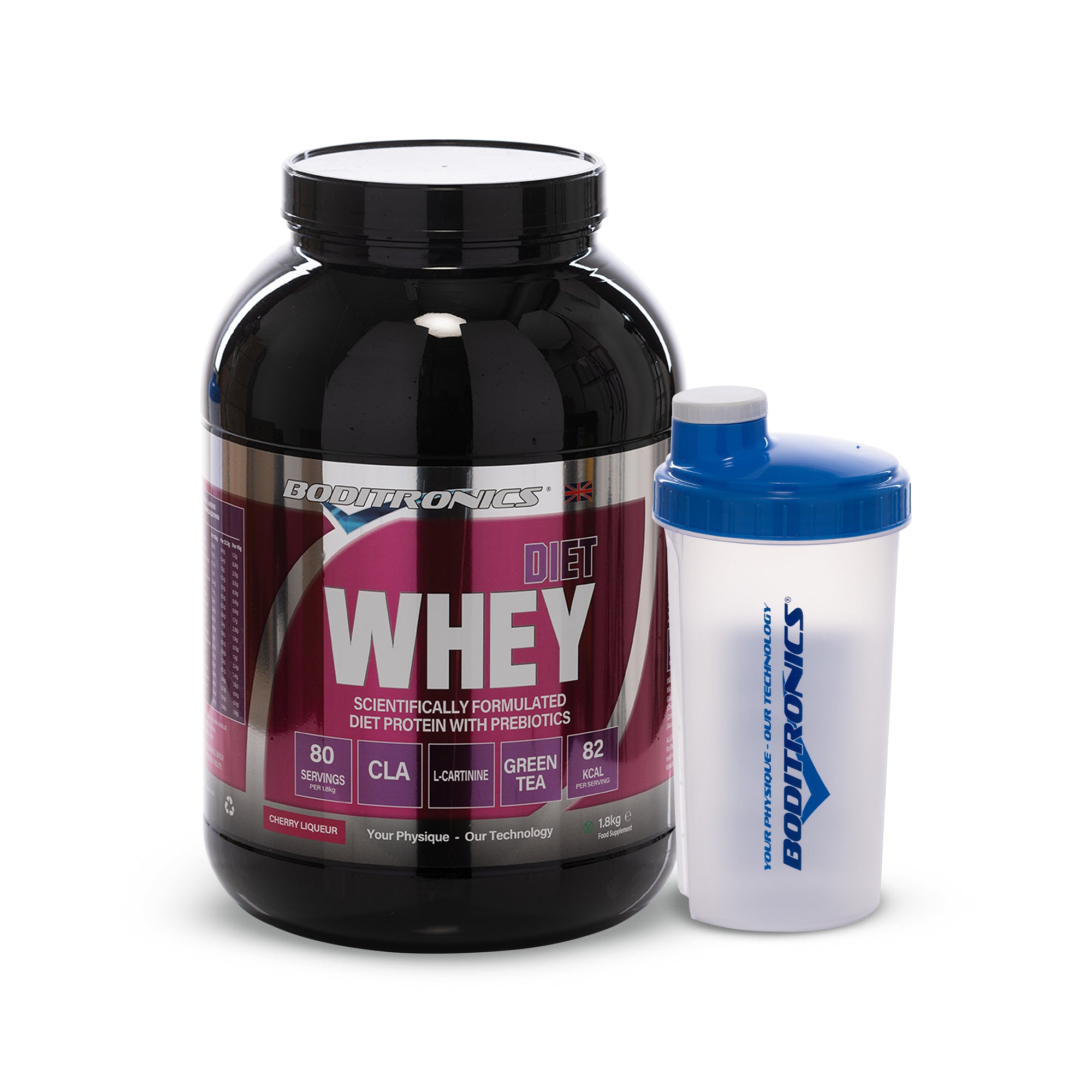 Boditronics Diet Whey 1.8kg Cherry Liqueur With Shaker 