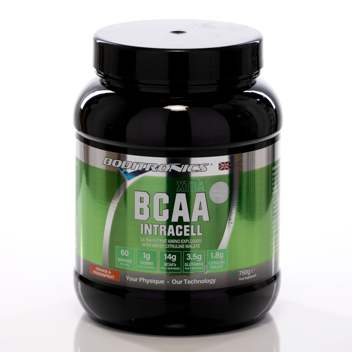 Boditronics BCAA Intracell 750g Orange and Passionfruit tub