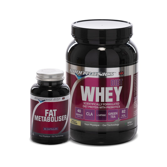 Diet Whey Protein Powder & Fat Metaboliser Bundle - Flavoured - 900g Tub